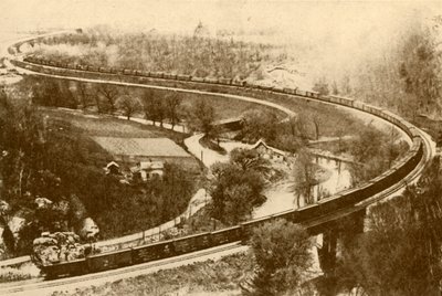 Ein gigantischer Güterzug mit vierundfünfzig Waggons, gezogen von einer Lokomotive, Chicago und Nordwestbahn, 193 von Unbekannt