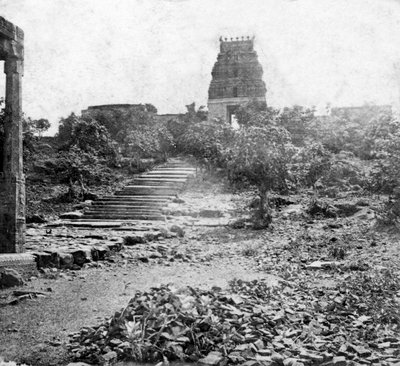 Ein zerstörter Tempel in der Nähe von Madras, Indien, 1874 von Unbekannt