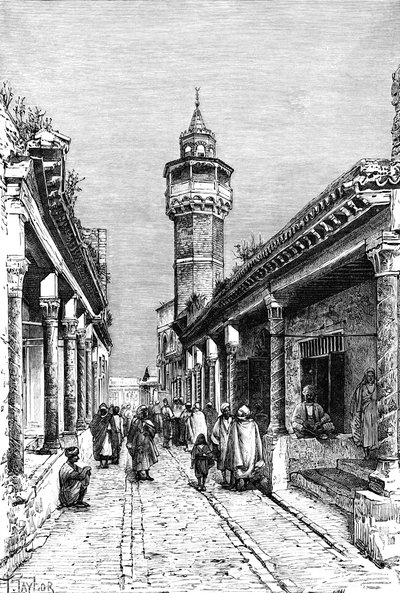 Eine Straße im Suk-Viertel von Tunis, Tunesien, 1895 von Unbekannt
