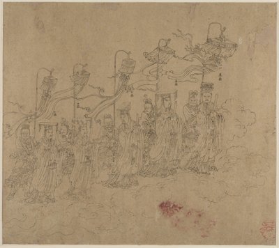 Album von daoistischen und buddhistischen Themen: Prozession daoistischer Gottheiten: Blatt 5, 1200er von Unbekannt