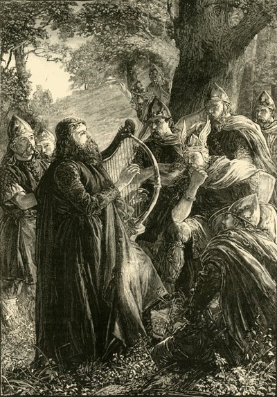 Alfred der Große, verkleidet als Harper, spielt vor Guthrum, 878, 1890 von Unbekannt