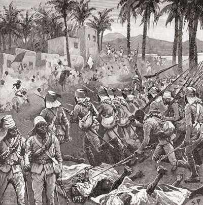 Anglo-ägyptische Truppen stürmen das Dorf Ferkeh in der Schlacht von Ferkeh oder Firket, 7. Juni 1896, während des Mahdi-Aufstands von Unbekannt
