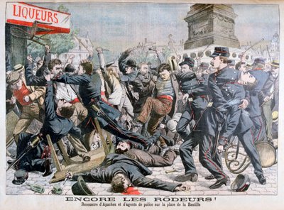 Bewaffnete Kriminelle kämpfen mit der Polizei, Place de la Bastille, Paris, 1904 von Unbekannt