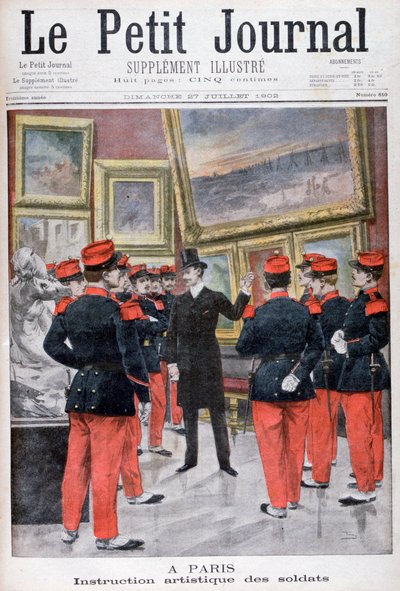 Künstlerische Unterweisung französischer Soldaten im Salon, Paris, 1902 von Unbekannt