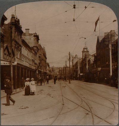 Aucklands Hauptgeschäftsstraße, Queen St., Blick nach Süden, Neuseeland, ca. 1900 von Unbekannt