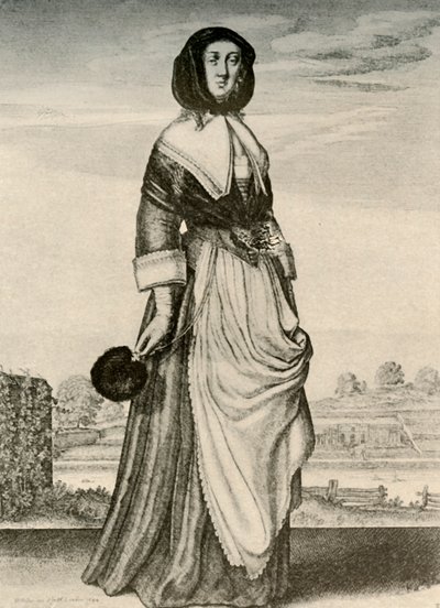 Herbst - Eine englische Frau in Kapuze und Schürze, Regierungszeit von Charles I von Unbekannt