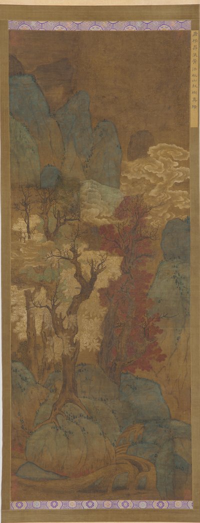 Herbstlaub in einer Bergschlucht, Ming-Dynastie von Unbekannt
