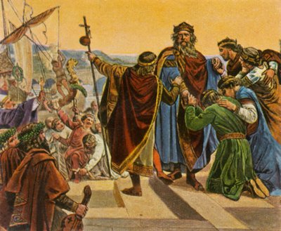 Barbarossa verabschiedet sich, als er zu seinem Kreuzzug aufbricht, 1189, 1936 von Unbekannt