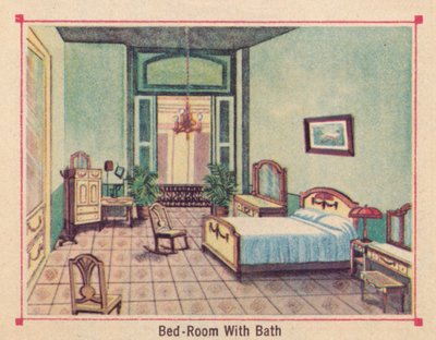 Schlafzimmer mit Bad - Hotel Florida - Havanna - Kuba, um 1910 von Unbekannt