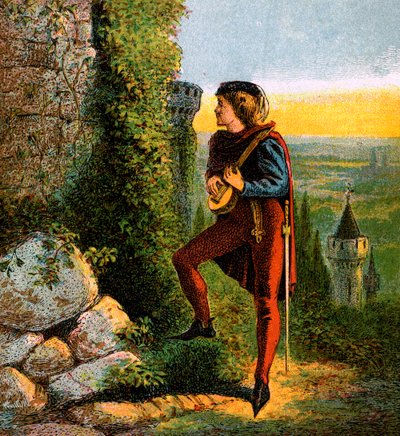 Blondel im Gefängnis von Richard, 12. Jahrhundert, um 1850 von Unbekannt