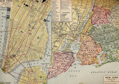 Geschäftszentrum von New York am Seeufer von Manhattan und Umgebung, um 1930er Jahre von Unbekannt