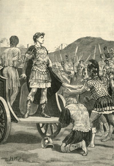 Cäsar spricht zu den unzufriedenen Legionen im Campus Martius, 1890 von Unbekannt