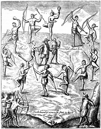 Kapitän John Smith von den Indianern gefangen genommen, Virginia, 1607, um 1880 von Unbekannt