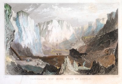 Carglaze Zinnmine, in der Nähe von St Austell, Cornwall, England, ca. 1825, 1837 von Unbekannt