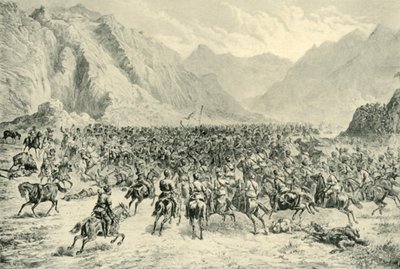 Angriff der Punjab-Kavallerie in der zweiten Aktion bei Charasia, am 24. April 1880, 1901 von Unbekannt