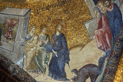 Chora-Kirchenmuseum: Mosaik, das die Frau zeigt, die Jesus um Heilung bittet, Istanbul, Türkei von Unbekannt