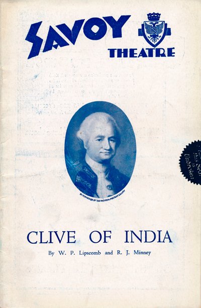 Clive of India Programm für das Savoy Theatre, 1934 von Unbekannt