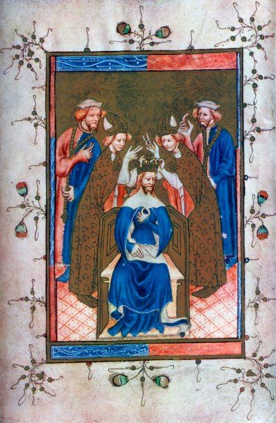 Krönung eines Königs, aus dem Liber Regalis, Westminster Abbey, 14. Jahrhundert, 1937 von Unbekannt