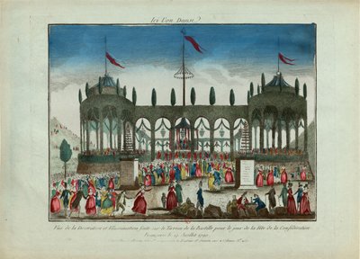 Dekoration und Beleuchtung der Bastille für das Fest der Föderation am 14. Juli 1790 von Unbekannt