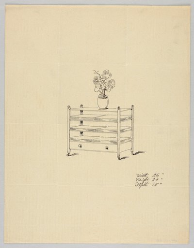 Entwurf für dreistufigen Tisch mit Vase und Blumen, 1900–05 von Unbekannt