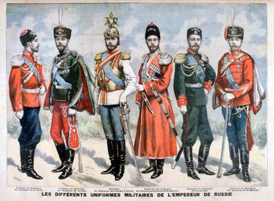 Verschiedene russische Militäruniformen des Kaisers, 1896 von Unbekannt