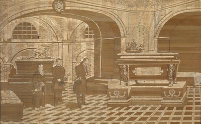 Kaiser Nikolaus I. am Sarg von Kaiser Franz I. von Österreich, um 1835 von Unbekannt