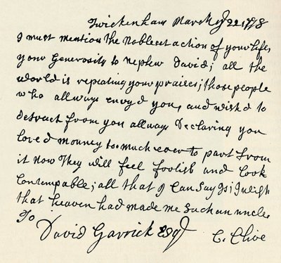 Faksimile eines Autographenbriefes von Kitty Clive, 1907 von Unbekannt