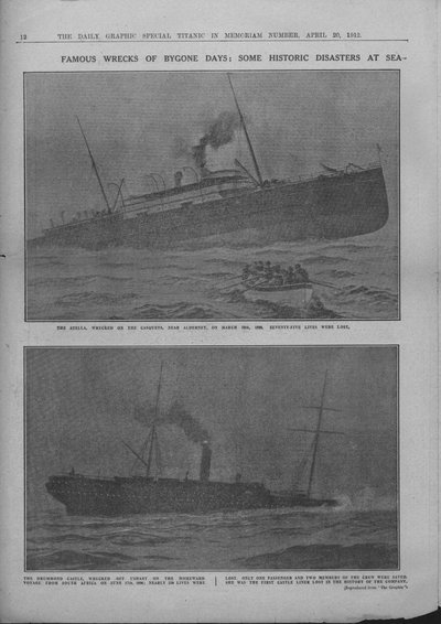 Berühmte Wracks vergangener Tage: Einige historische Katastrophen auf See, 20. April 1912 von Unbekannt