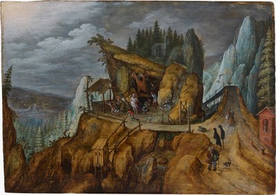 Fantastische Felslandschaft mit der Versuchung des heiligen Antonius, 1600 von Unbekannt