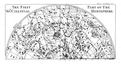 Erster Teil der Sternkarte der südlichen Himmelshemisphäre mit Sternbildern, 1747 von Unbekannt