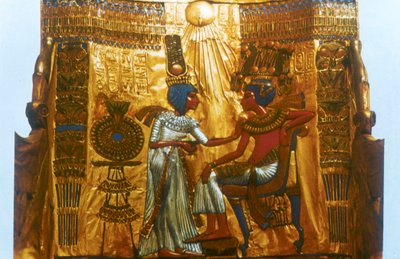 Goldener Thron von Tutanchamun, altägyptisch, 18. Dynastie, Neues Reich, 14. Jahrhundert v. Chr. von Unbekannt