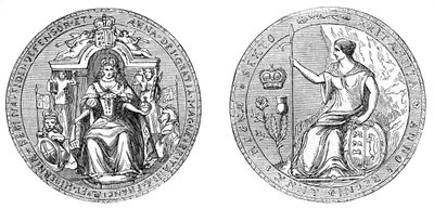 Großes Siegel von Königin Ann, nach der Vereinigung von England und Schottland, 1707, 19. Jahrhundert von Unbekannt
