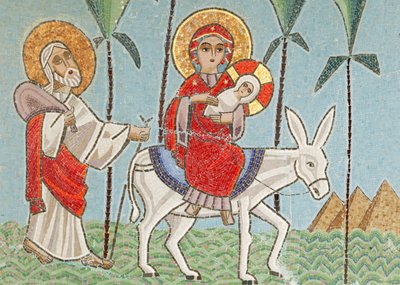 Heilige Jungfrau und Heiliger Johannes Kame koptisches Kloster Ikone: Die Heilige Familie, Ägypten von Unbekannt