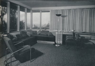 Haus in Los Angeles von Richard J. Neutra - Eine Innenaufnahme der Wohnräume, 1942 von Unbekannt