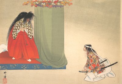 Illustration einer Noh-Tanzszene, ca. 1910 von Unbekannt