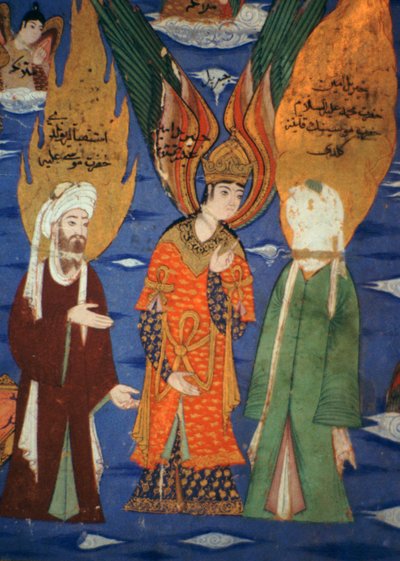 Bild des Propheten Mohammed, der in den Himmel aufsteigt von Unbekannt