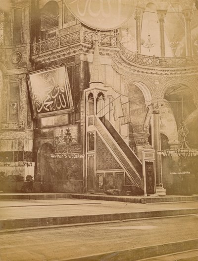 Innenansicht der Hagia Sophia, Istanbul, Türkei, 19. Jahrhundert von Unbekannt