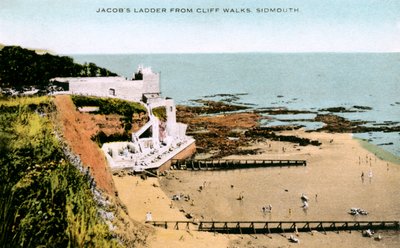 Jakobsleiter, gesehen vom Klippenweg, Sidmouth, Devon, frühes 20. Jahrhundert von Unbekannt