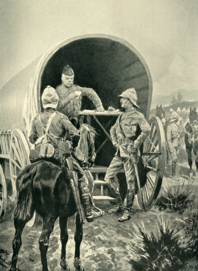 Lord Roberts schreibt Depeschen im Transportwagen, in dem er schlief, 1901 von Unbekannt