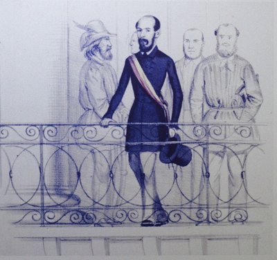 Lorenzo Brentano auf dem Balkon des Rathauses in Karlsruhe von Unbekannt