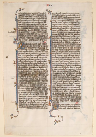 Manuskriptseite aus einer Bibel, ca. 1280-1300 von Unbekannt