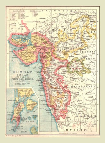 Karte von Bombay, Berar und einem Teil Zentralindiens von Unbekannt