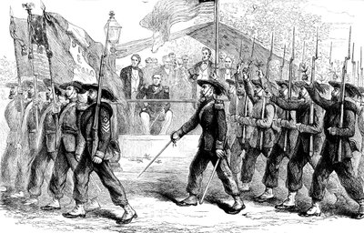 Vorbeimarsch der Garibaldi-Garde vor Präsident Lincoln, 1861-1865 von Unbekannt