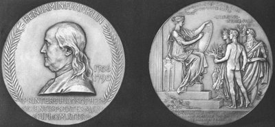 Medaille geprägt zum 200. Geburtstag von Benjamin Franklin von Unbekannt