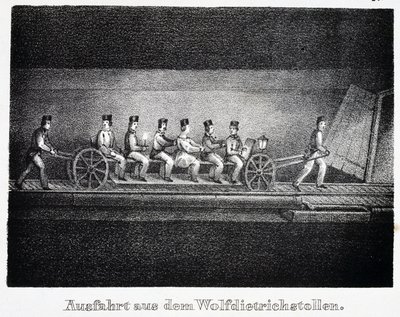 Salzmine: Transport im Wolfdietrich-Tunnel, Durrnberg, Österreich von Unbekannt