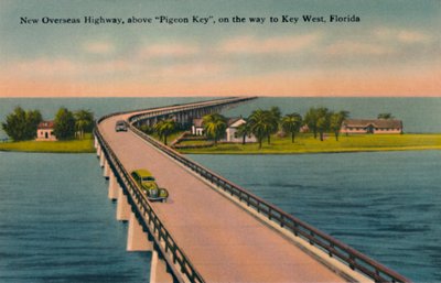 Neue Übersee-Autobahn, über Pigeon Key, nach Key West, Florida, ca. 1940er Jahre von Unbekannt