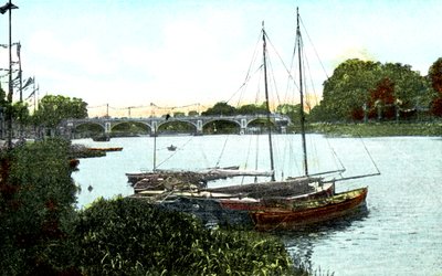 Neue Schleuse und Brücke, Richmond, London, 20. Jahrhundert von Unbekannt