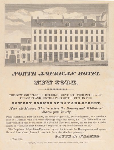 North American Hotel, New York, April 1832 von Unbekannt