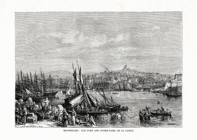 Alter Hafen und Notre Dame de la Garde, Marseille, Frankreich, 1879 von Unbekannt