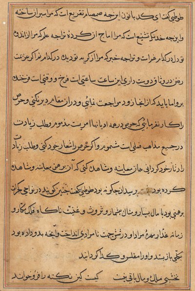 Seite aus den Geschichten eines Papageis Tuti-nama: Textseite, ca. 1560 von Unbekannt